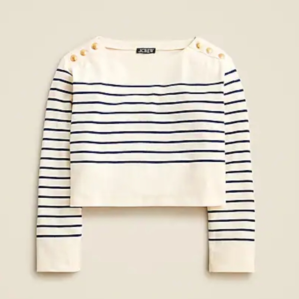 J.Crew Striped Long Sleeve Top with Gold Buttons
